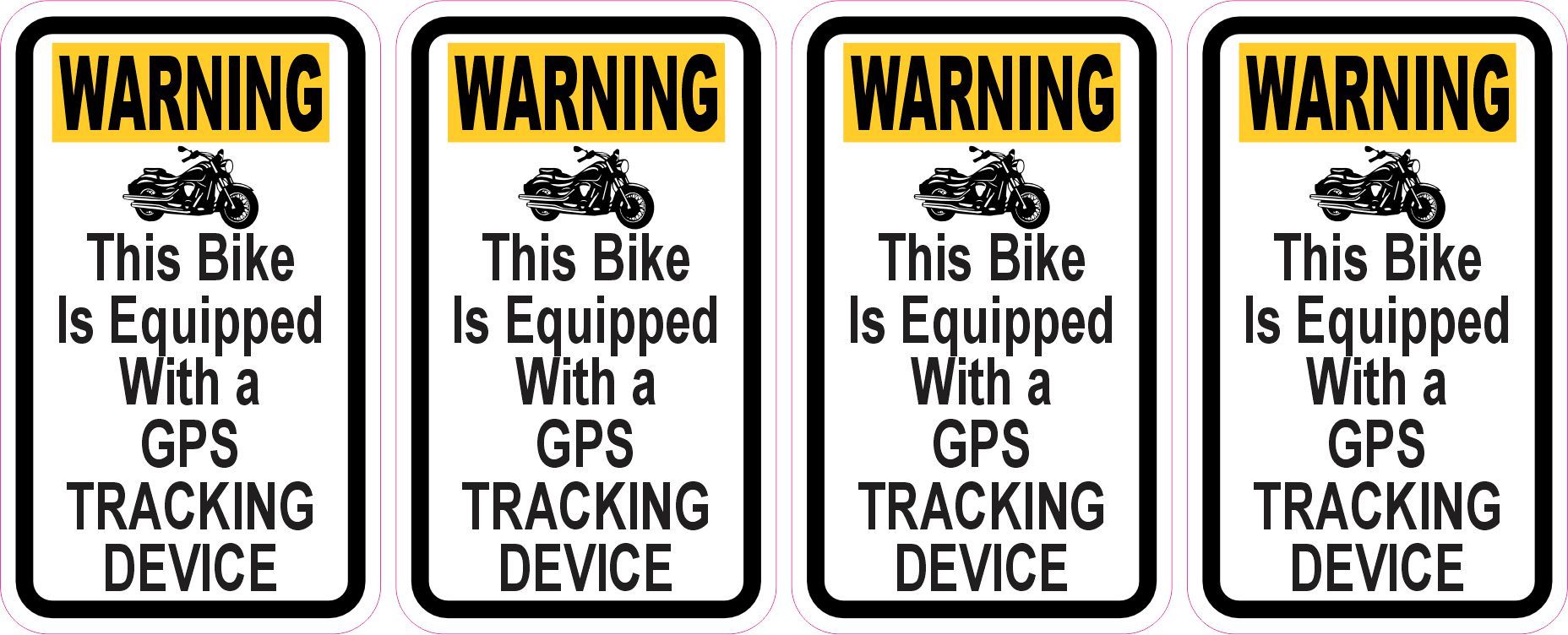 motorcycle silhouette graphic, warning text layout, high contrast color scheme - vinyl removable sticker