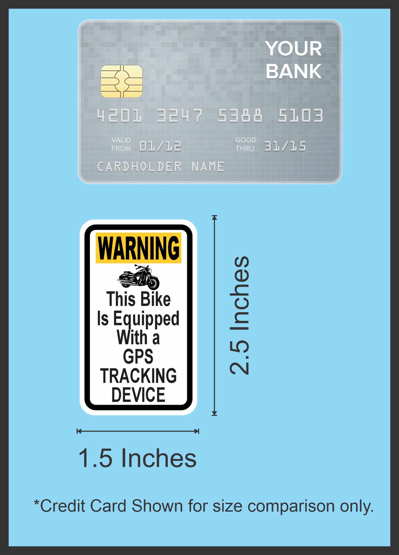 motorcycle silhouette graphic, warning text layout, high contrast color scheme - vinyl removable sticker