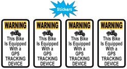 motorcycle silhouette graphic, warning text layout, high contrast color scheme - vinyl removable sticker