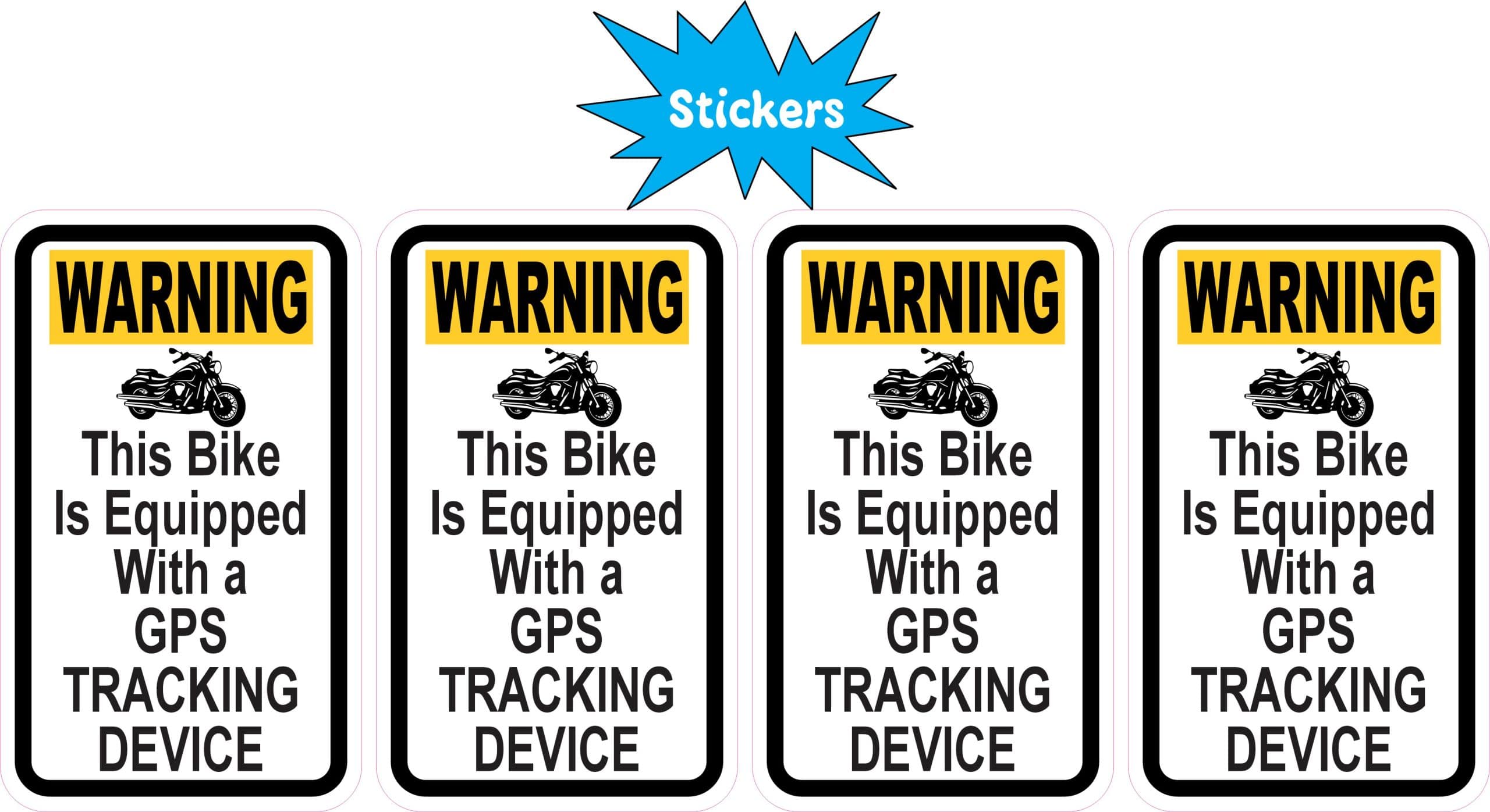 motorcycle silhouette graphic, warning text layout, high contrast color scheme - vinyl removable sticker