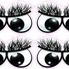 cartoon eyes, dramatic black eyelashes, white eye highlights - vinyl removable sticker