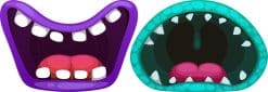 cartoon monster mouths, white teeth, colorful tongues - vinyl removable sticker