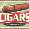 vintage poster style, cigar illustration, distressed borders - vinyl removable sticker