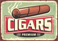 vintage poster style, cigar illustration, distressed borders - vinyl removable sticker