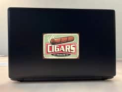 vintage poster style, cigar illustration, distressed borders - vinyl removable sticker