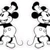 cartoon mice characters, paddleboat wheels, vintage style artwork - vinyl removable sticker
