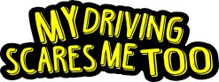 StickerTalk My Driving Scares Me Too Yellow and Black Vinyl Sticker, 8 inches by 3 inches