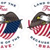 StickerTalk Land of The Free Because of The Brave Vinyl Sticker Sheet, 3.2 inches by 3.5 inches