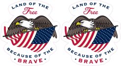 StickerTalk Land of The Free Because of The Brave Vinyl Sticker Sheet, 3.2 inches by 3.5 inches