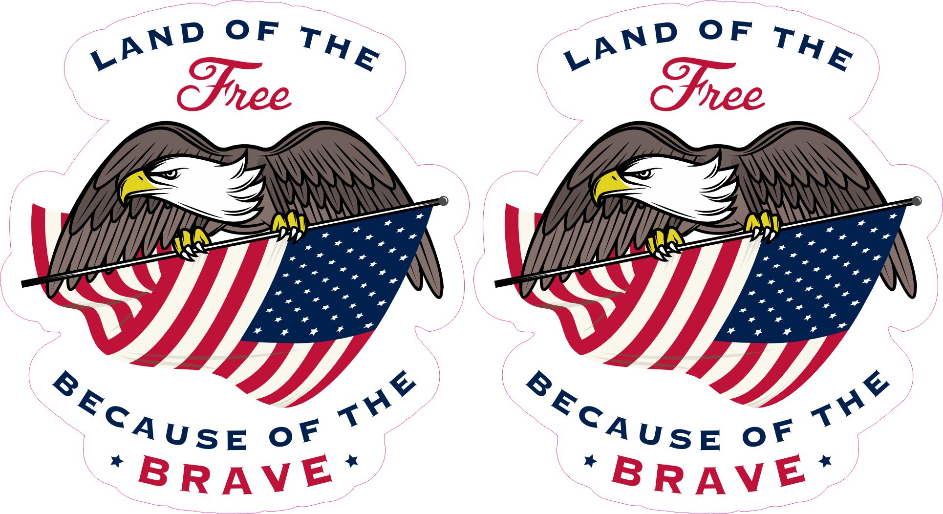 StickerTalk Land of The Free Because of The Brave Vinyl Sticker Sheet, 3.2 inches by 3.5 inches