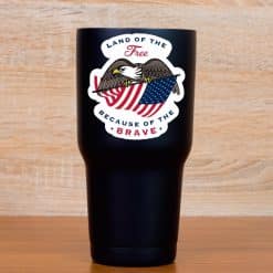 StickerTalk Land of The Free Because of The Brave Vinyl Sticker Sheet, 3.2 inches by 3.5 inches