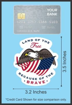 StickerTalk Land of The Free Because of The Brave Vinyl Sticker Sheet, 3.2 inches by 3.5 inches