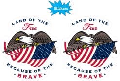 StickerTalk Land of The Free Because of The Brave Vinyl Sticker Sheet, 3.2 inches by 3.5 inches