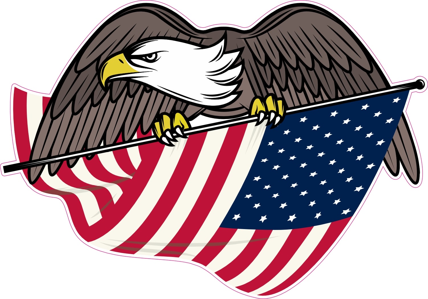 StickerTalk Eagle Carrying American Flag Vinyl Sticker, 5 inches by 3.5 inches