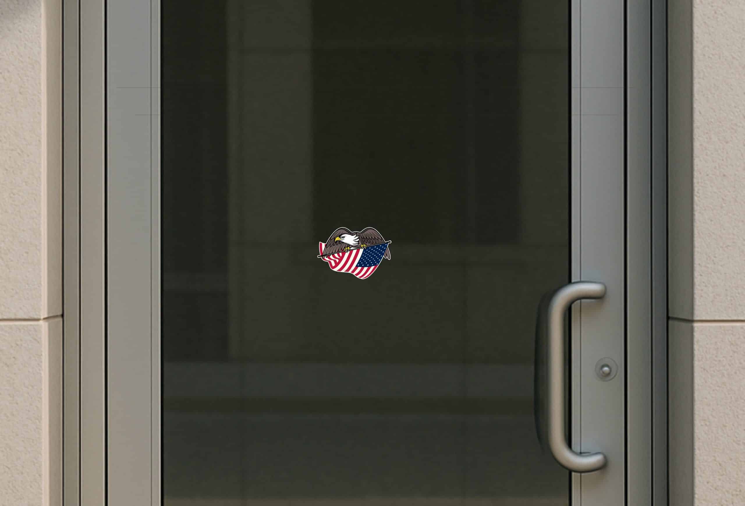 StickerTalk Eagle Carrying American Flag Vinyl Sticker, 5 inches by 3.5 inches