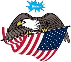 StickerTalk Eagle Carrying American Flag Vinyl Sticker, 5 inches by 3.5 inches