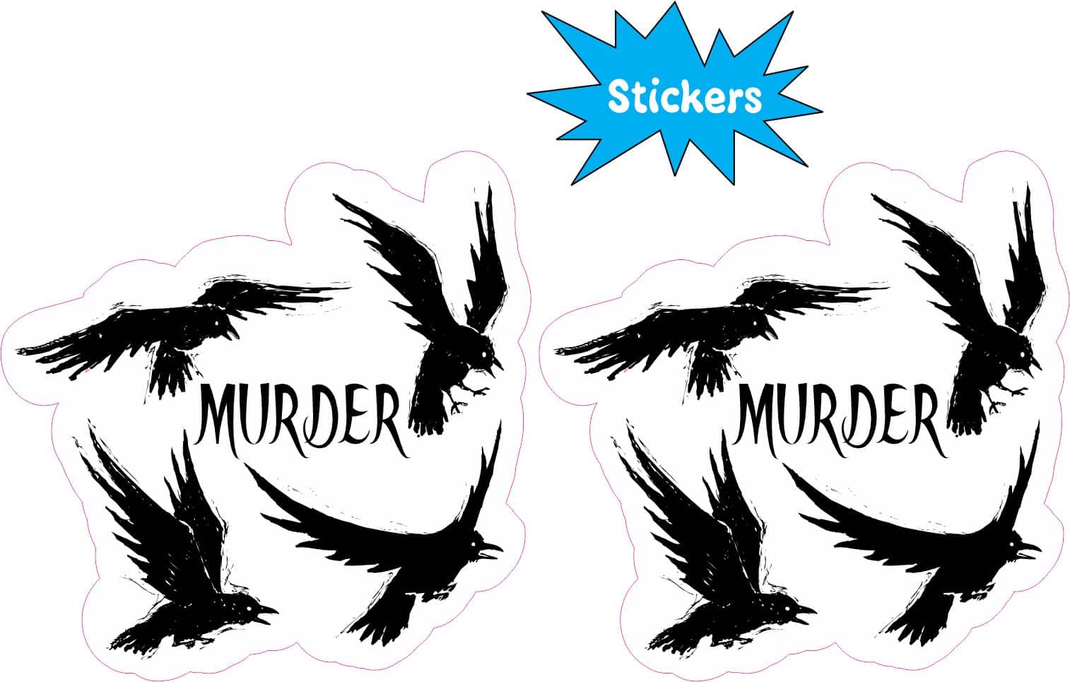 StickerTalk Crow Murder Vinyl Sticker Sheet, 2.5 inches by 2.5 inches
