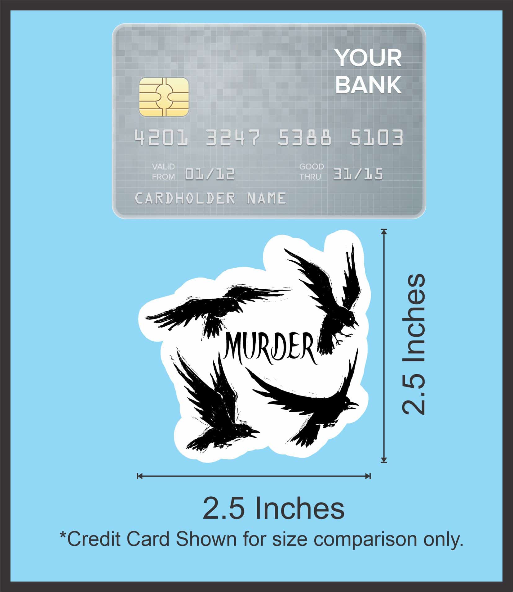 StickerTalk Crow Murder Vinyl Sticker Sheet, 2.5 inches by 2.5 inches