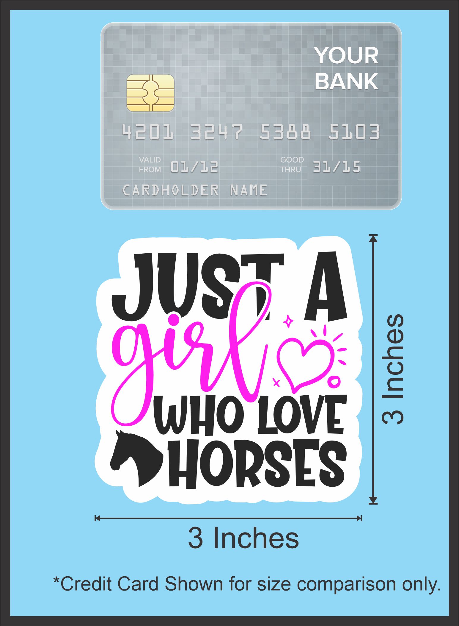 script lettering, heart accents, horse silhouette - vinyl removable sticker
