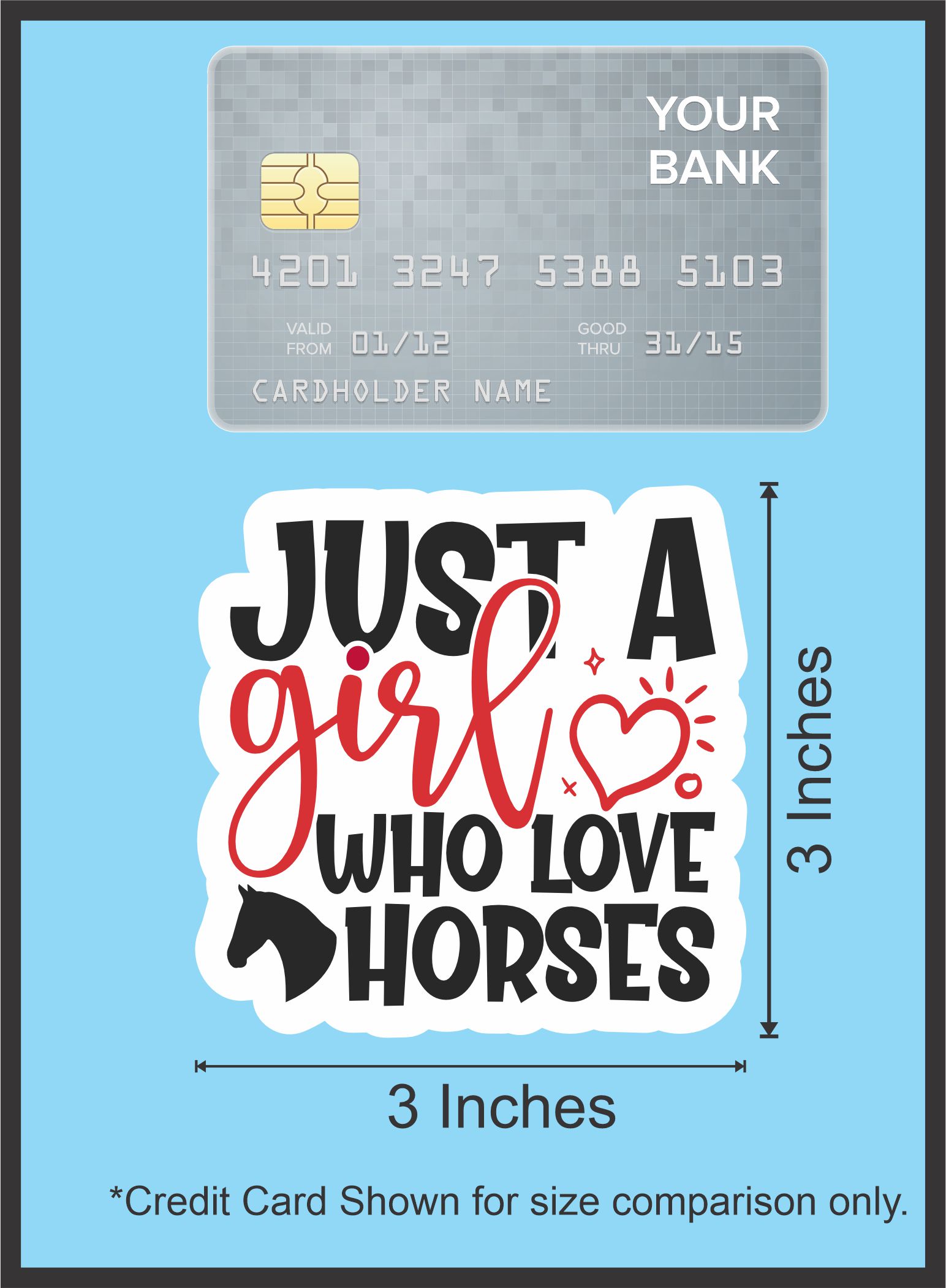 script lettering, heart accents, horse silhouette - vinyl removable sticker