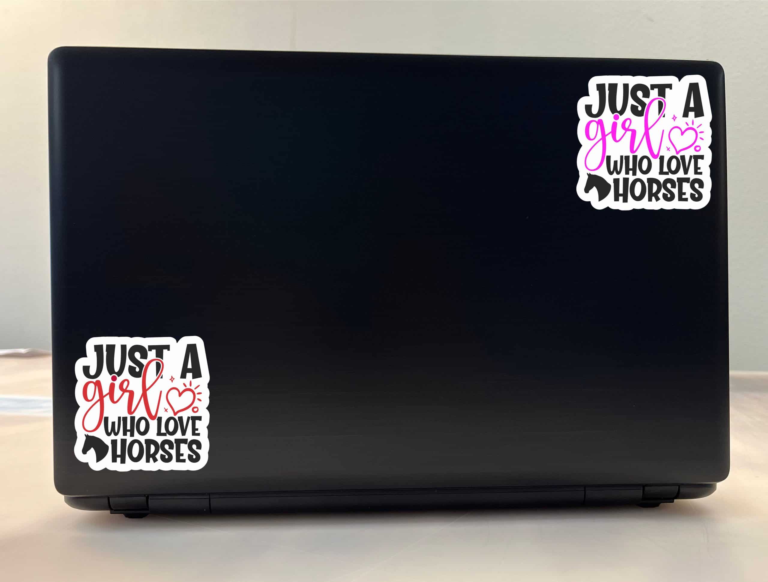 script lettering, heart accents, horse silhouette - vinyl removable sticker