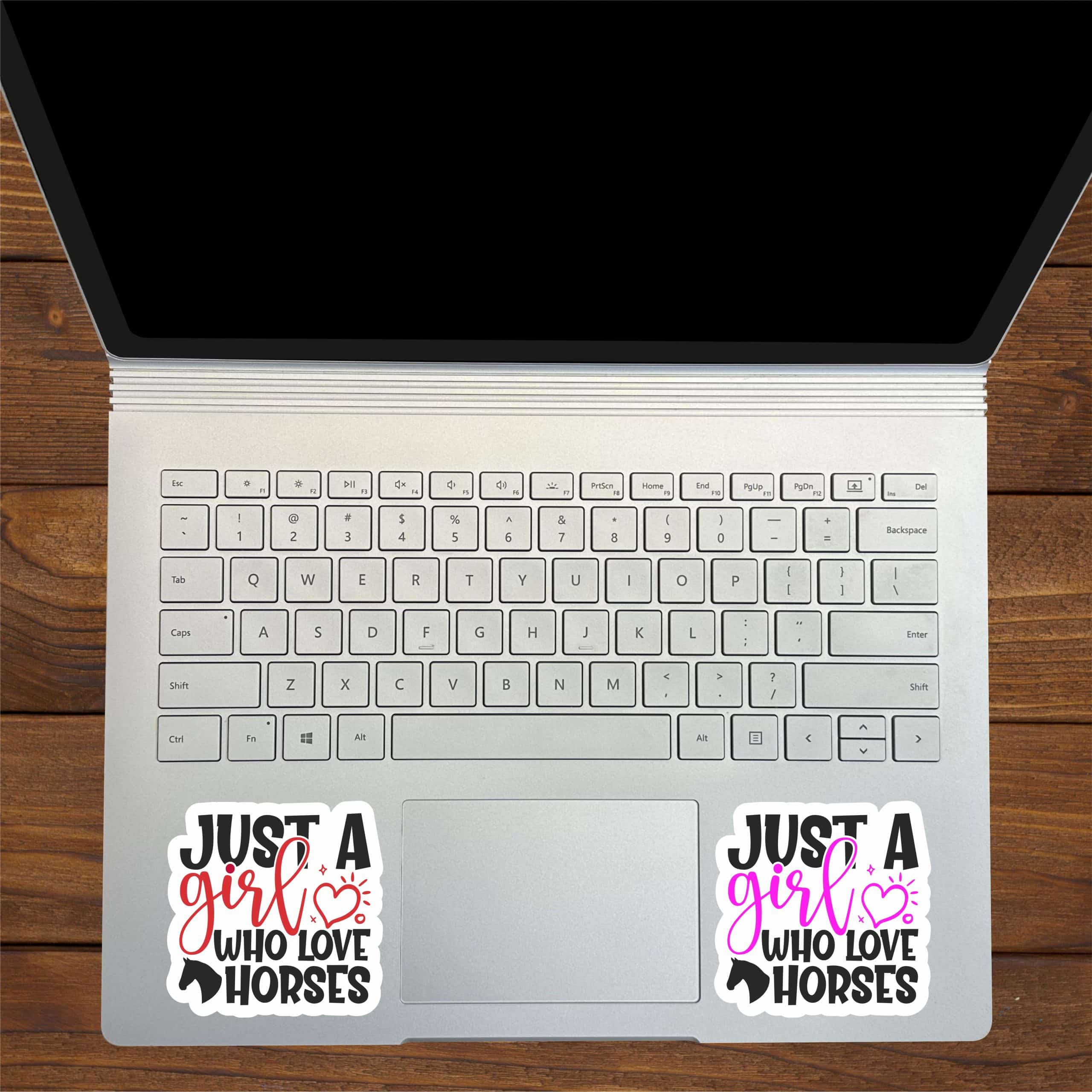 script lettering, heart accents, horse silhouette - vinyl removable sticker