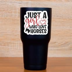 script lettering, heart accents, horse silhouette - vinyl removable sticker