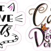 cat ears silhouette, decorative typography, cat illustration - vinyl removable sticker