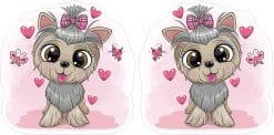 Yorkie with Hearts and Butterflies Vinyl Sticker Sheet