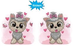 Yorkie with Hearts and Butterflies Vinyl Sticker Sheet