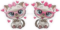 StickerTalk Scruffy Kitten in Glasses Vinyl Sticker Sheet, 3 inches by 3 inches each