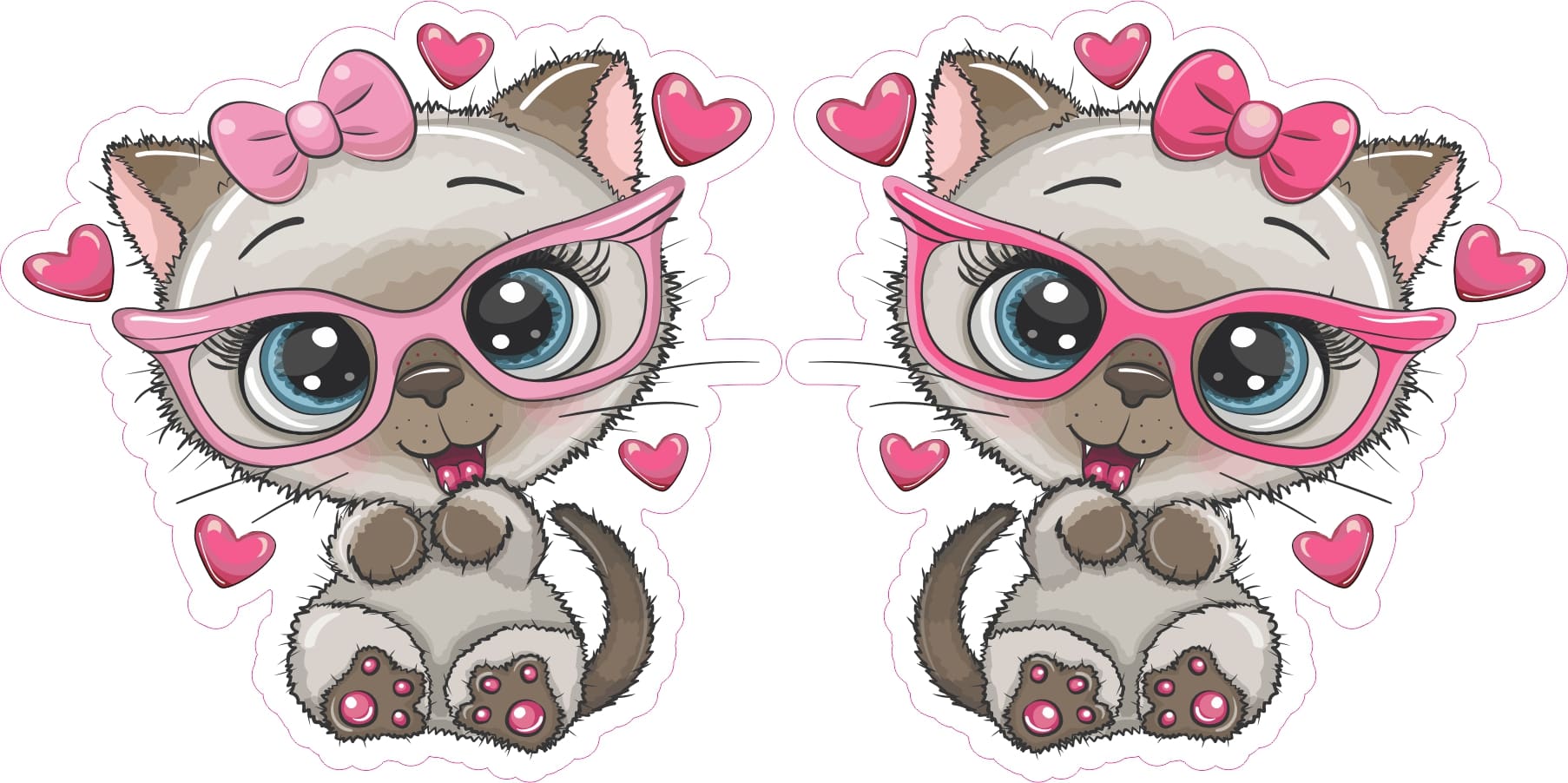 StickerTalk Scruffy Kitten in Glasses Vinyl Sticker Sheet, 3 inches by 3 inches each