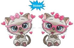 StickerTalk Scruffy Kitten in Glasses Vinyl Sticker Sheet, 3 inches by 3 inches each