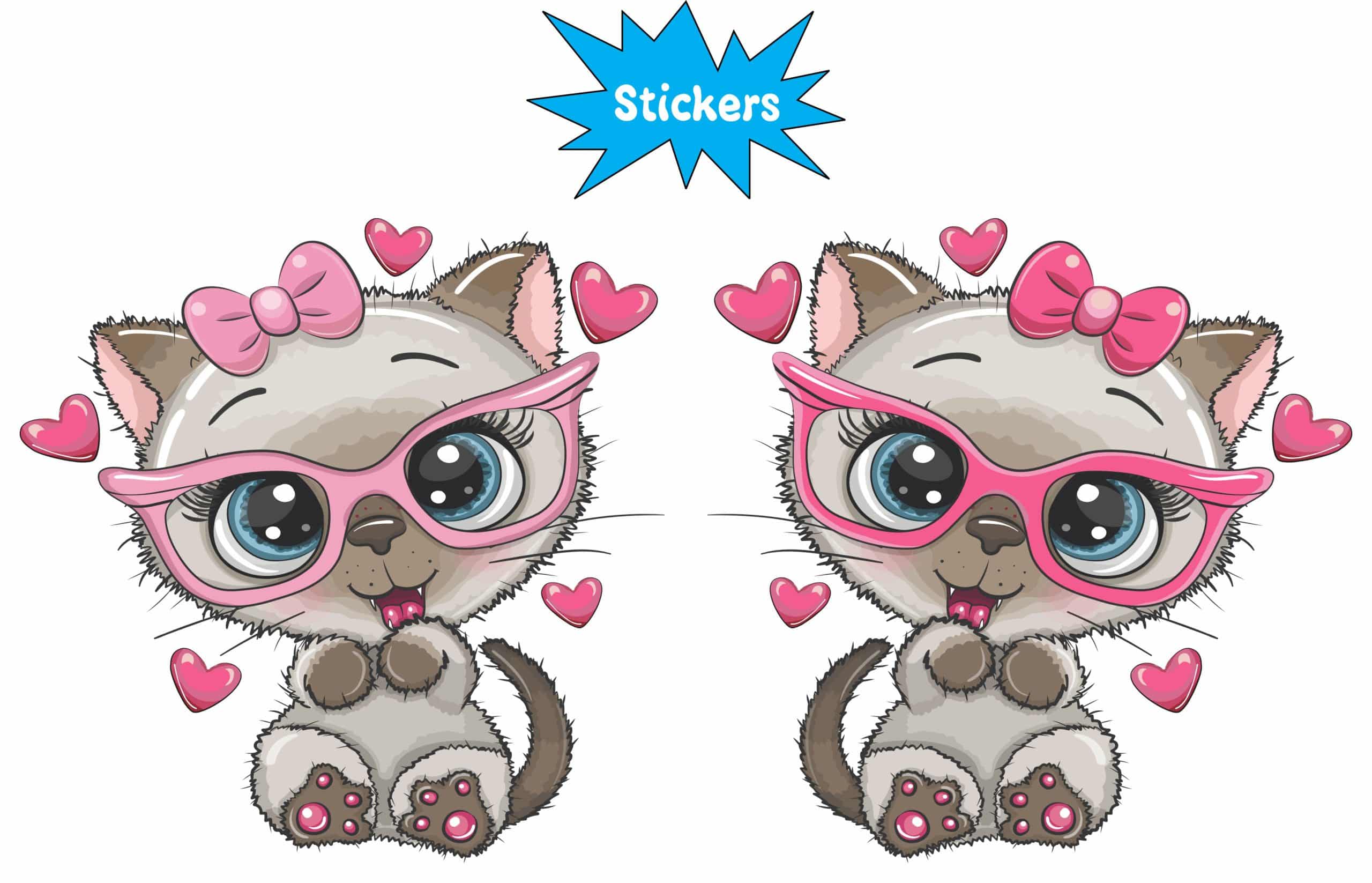 StickerTalk Scruffy Kitten in Glasses Vinyl Sticker Sheet, 3 inches by 3 inches each