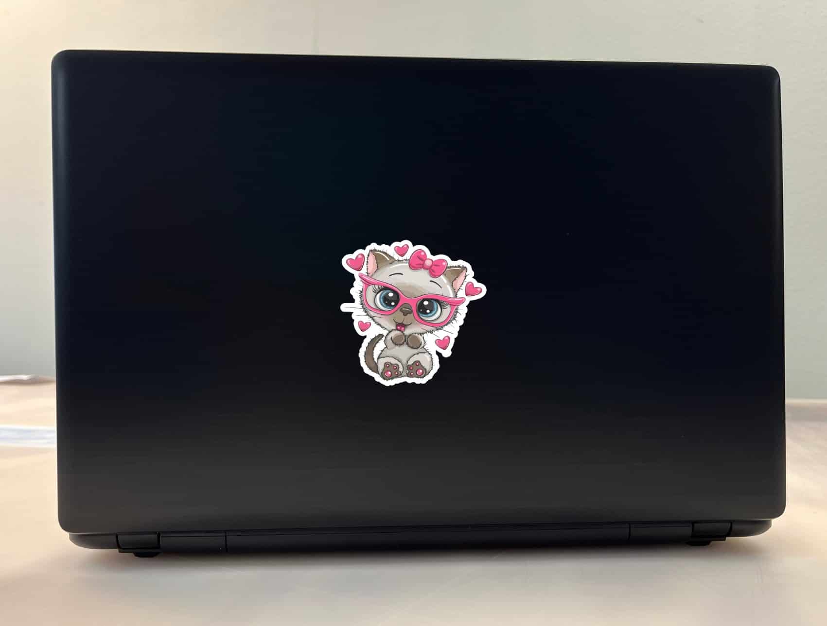 StickerTalk Scruffy Kitten in Glasses Vinyl Sticker Sheet, 3 inches by 3 inches each