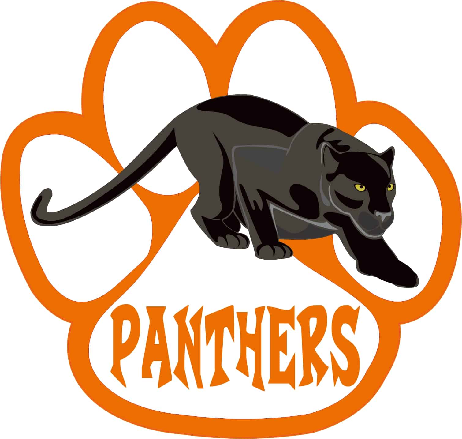 StickerTalk Orange Panthers Mascot Vinyl Sticker, 5 inches by 4.75 inches