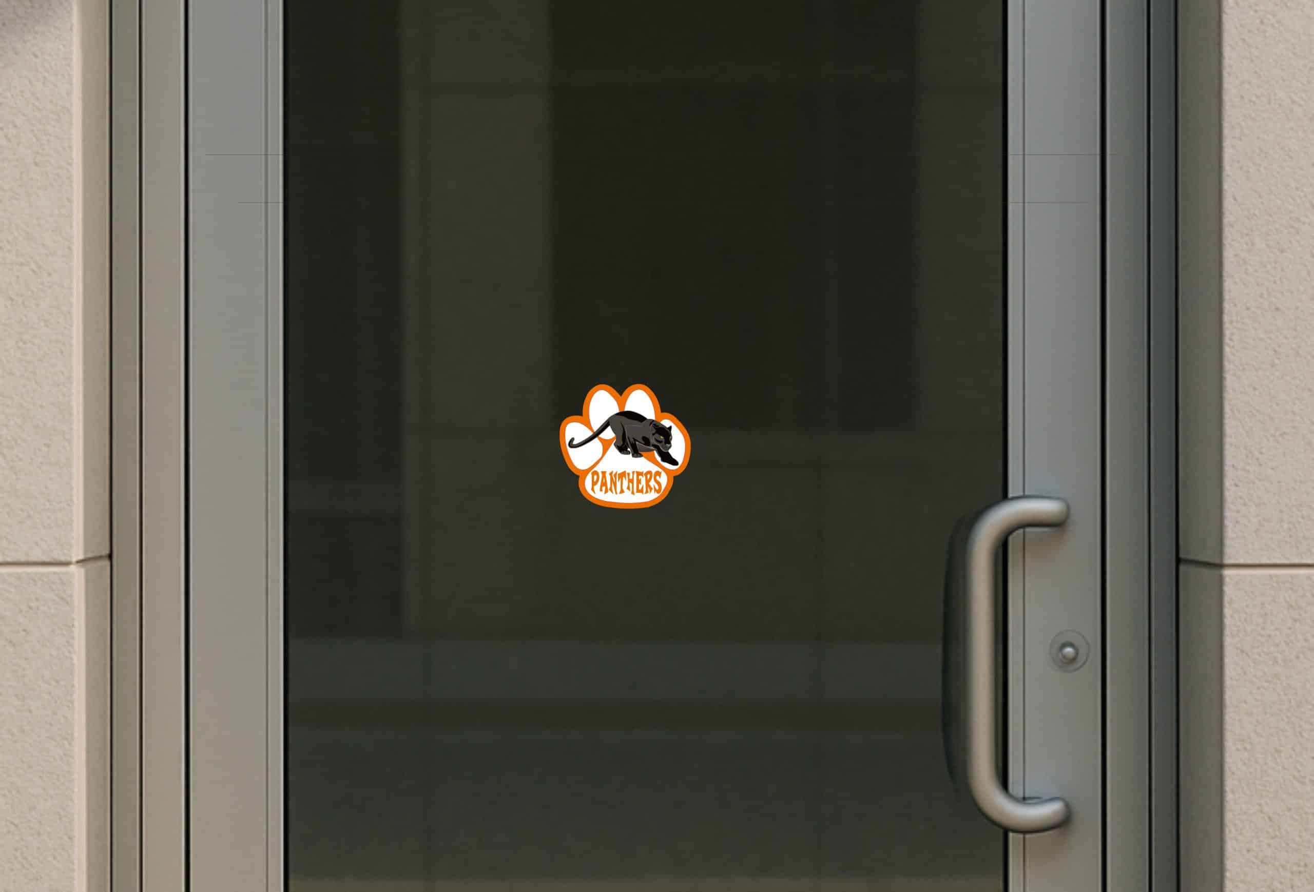 StickerTalk Orange Panthers Mascot Vinyl Sticker, 5 inches by 4.75 inches