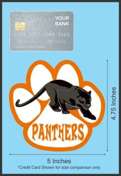StickerTalk Orange Panthers Mascot Vinyl Sticker, 5 inches by 4.75 inches