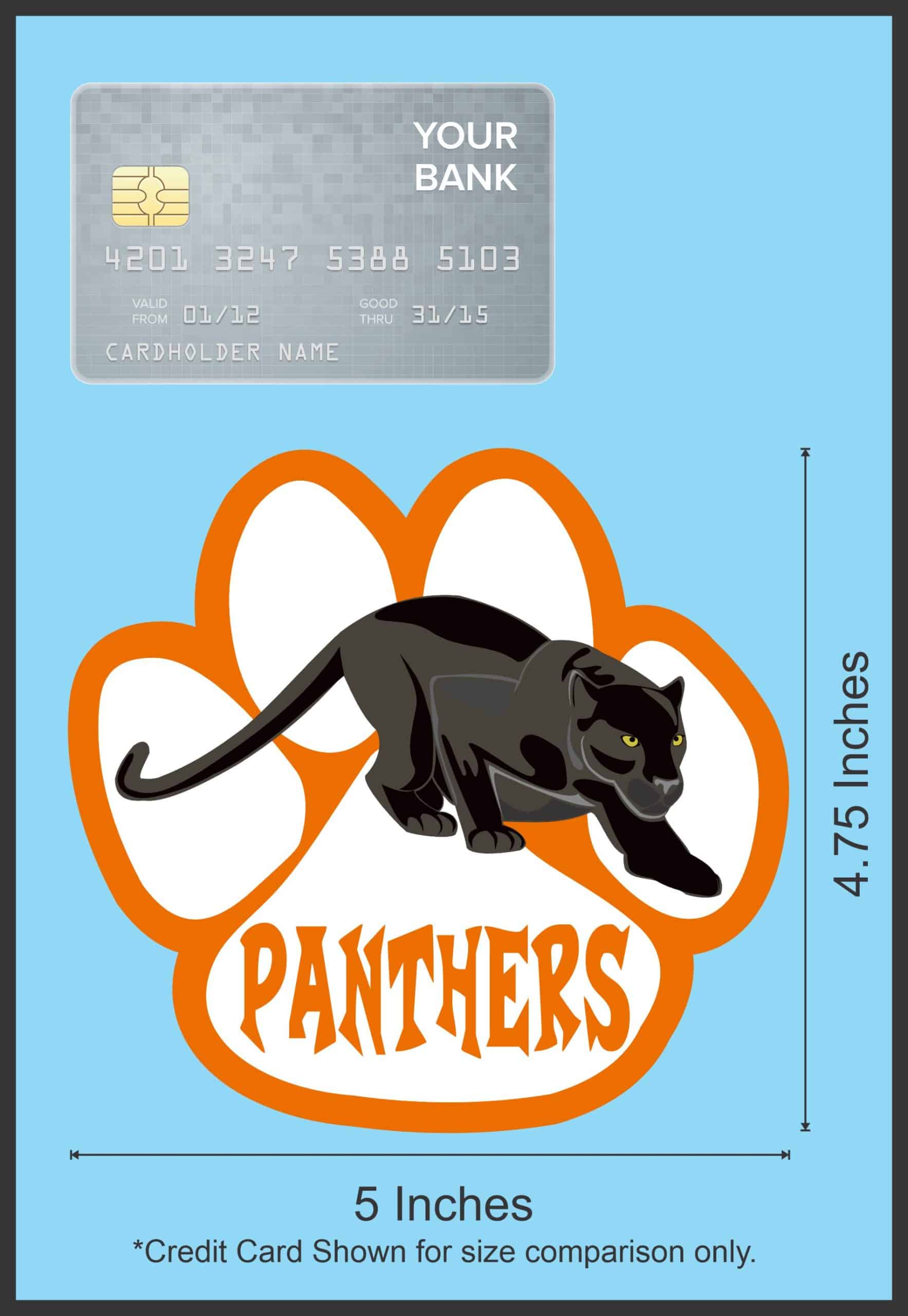 StickerTalk Orange Panthers Mascot Vinyl Sticker, 5 inches by 4.75 inches