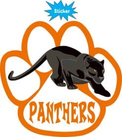 StickerTalk Orange Panthers Mascot Vinyl Sticker, 5 inches by 4.75 inches