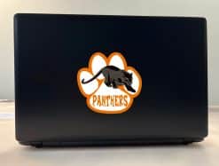 StickerTalk Orange Panthers Mascot Vinyl Sticker, 5 inches by 4.75 inches