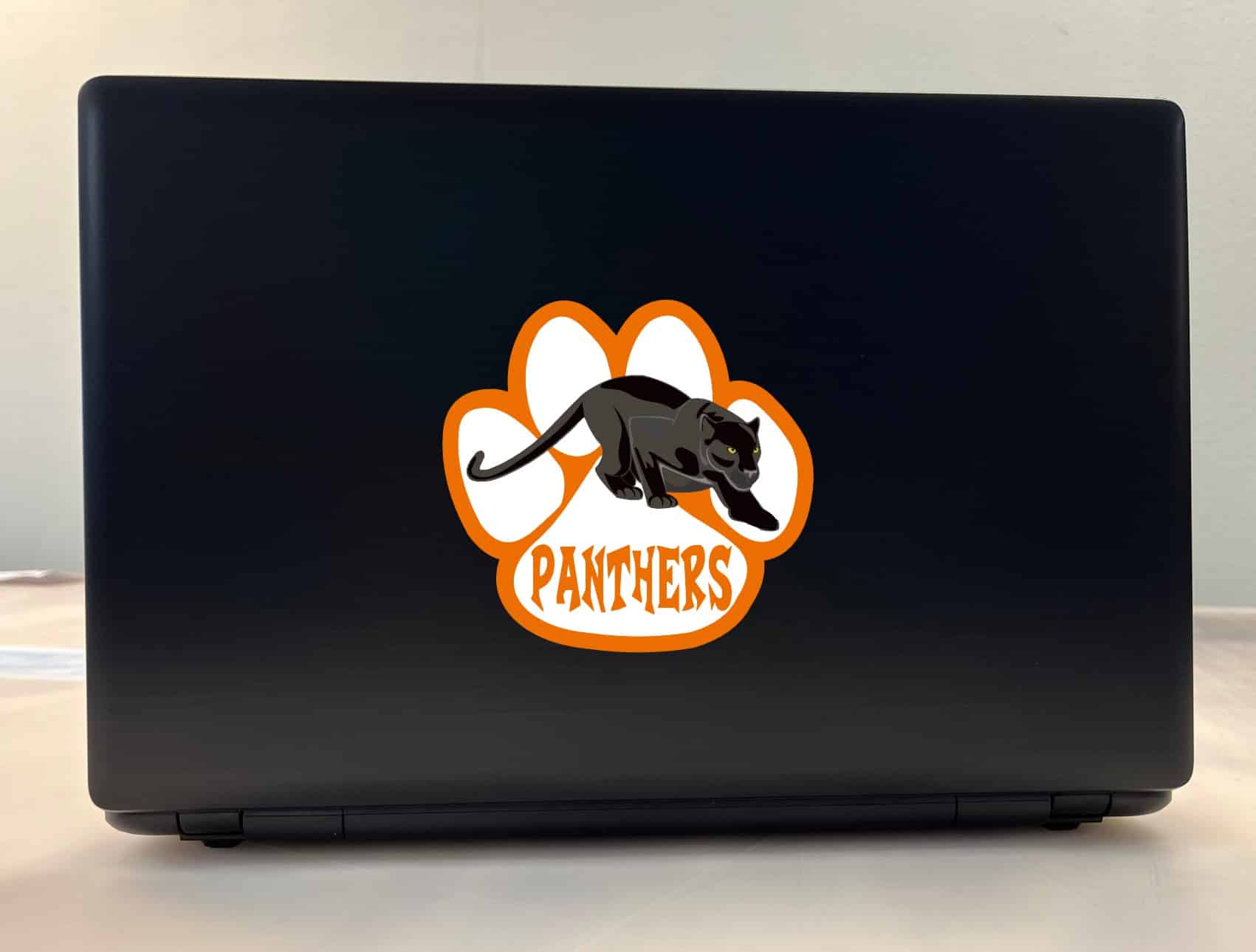 StickerTalk Orange Panthers Mascot Vinyl Sticker, 5 inches by 4.75 inches