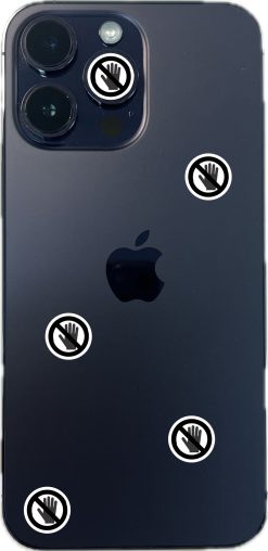 circular prohibition symbol, crossed out hand icon, diagonal slash line - vinyl removable sticker