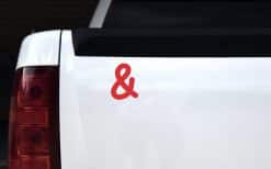 bold ampersand symbol, clean typography, solid red color - vinyl removable sticker