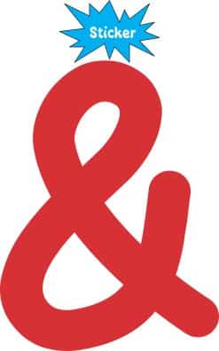 bold ampersand symbol, clean typography, solid red color - vinyl removable sticker