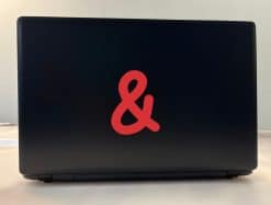 bold ampersand symbol, clean typography, solid red color - vinyl removable sticker