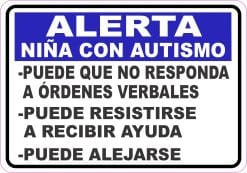 StickerTalk Alerta Nina Con Autismo, 5 inches by 3.5 inches
