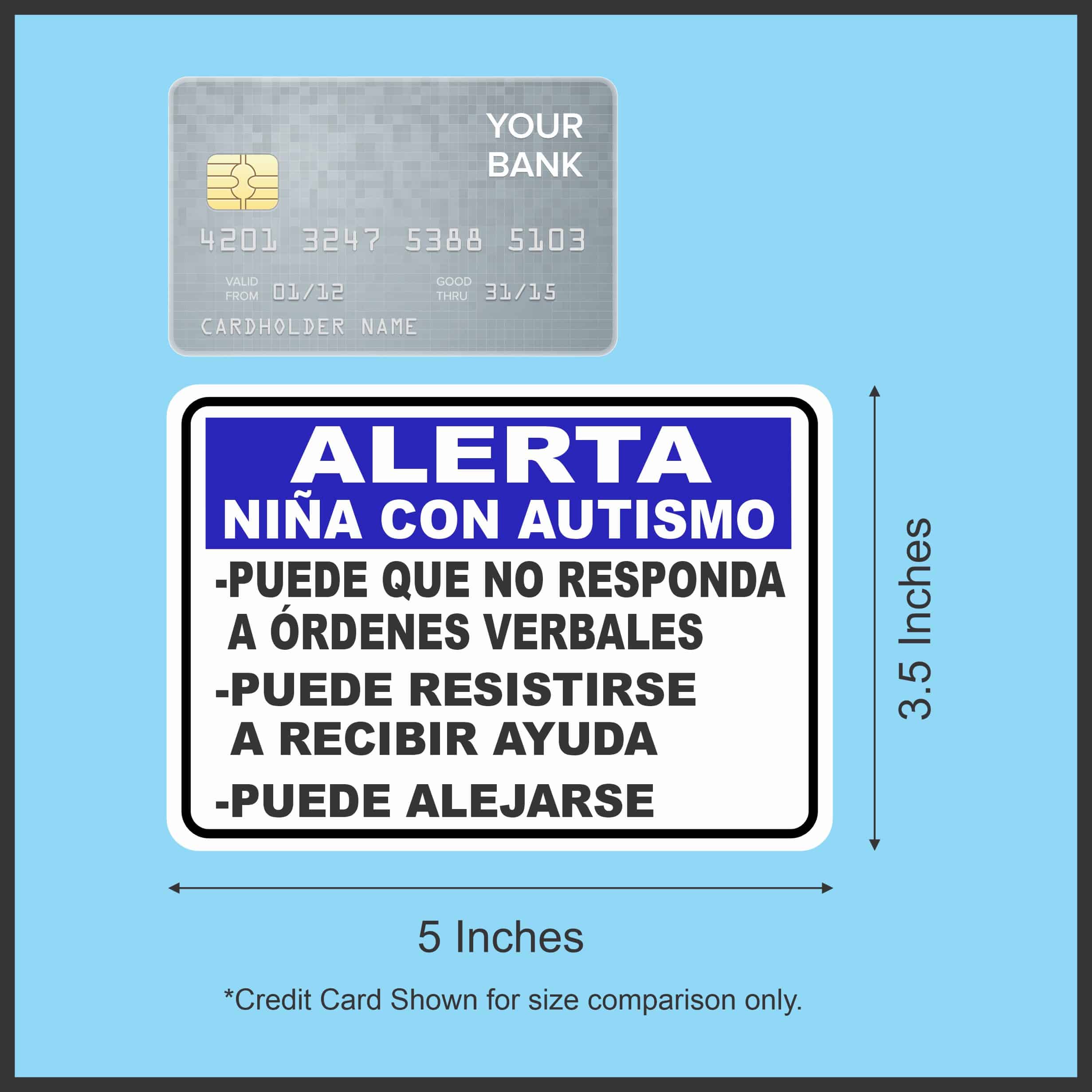 StickerTalk Alerta Nina Con Autismo, 5 inches by 3.5 inches