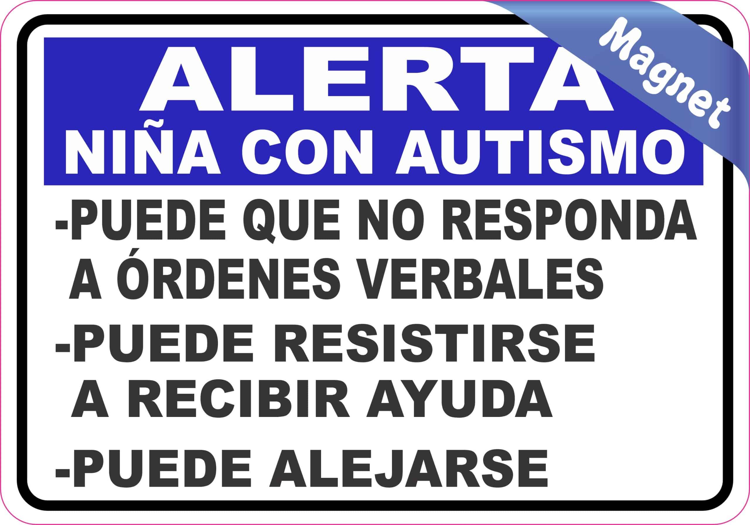 StickerTalk Alerta Nina Con Autismo, 5 inches by 3.5 inches