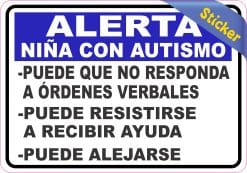 StickerTalk Alerta Nina Con Autismo Vinyl Sticker, 5 inches by 3 inches